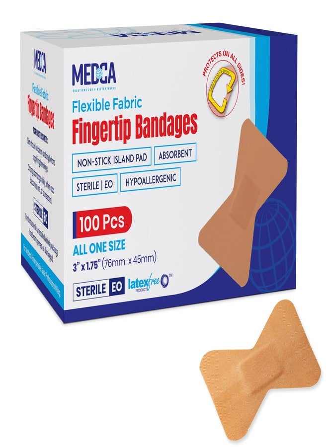 MEDca Flexible Fabric Finger Bandages - 100 Count Box of Flex Fabric Adhesive Bandages Cuts, Scrapes, Care and to Protect Wounds - Image 1